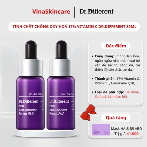 Serum Chống Lão Hoá Vitamin C 17% - Dr. Different CEQ Anti-Oxidant Serum Ph.D 30ml